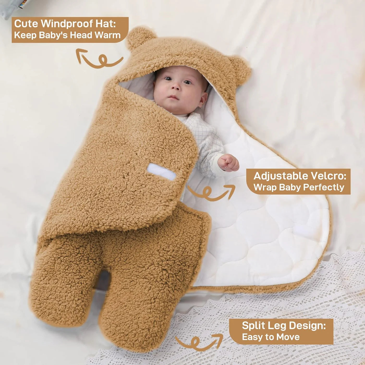 Fluffy warm swaddle