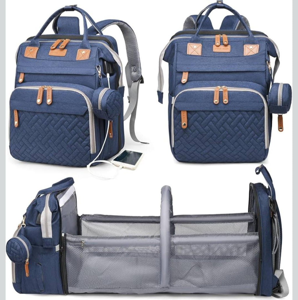 Multi-Function Baby Diaper Bag with Foldable Crib